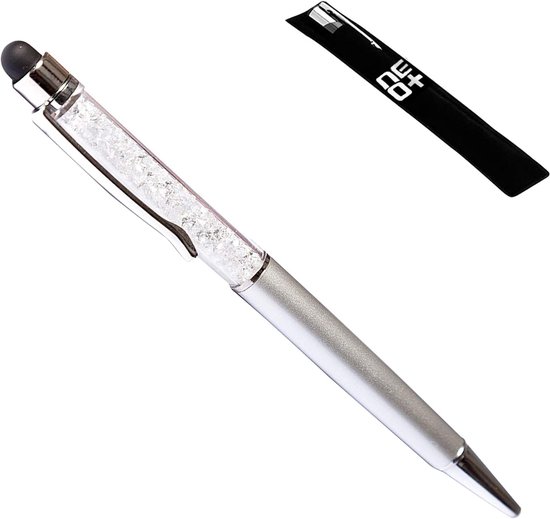2-in-1 stylus en balpen, met kristallen steentjes (Zilver)