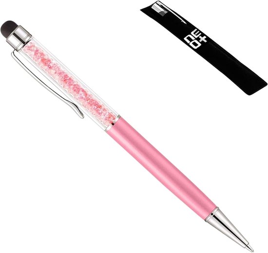 2-in-1 stylus en balpen, met Swarovski-stenen babyroze