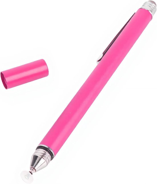 2-in-1 Stylus Pen voor Touchscreen - Agenda, Digitale Agenda Stylus met Transparante en Vezelgaas Tip voor Precieze Schrijf- en Tekenervaring (Rose Rood)