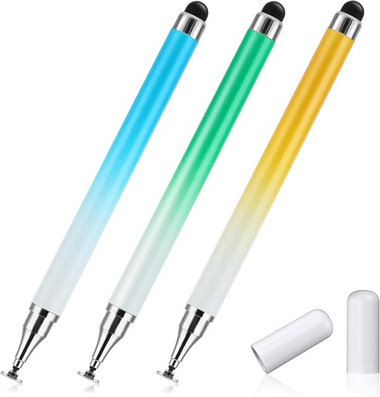 2-in-1 Touchscreen Stylus Pennen, 3 Stuks Met Gradient Kleur, Hoge Gevoeligheid en Fijn Punt, Geschikt Voor Alle Apparaten
