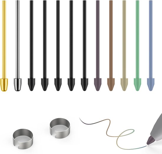 2 metalen + 10 plastic pen tips vervanging voor Samsung Galaxy Tab S10/S9/S8/S7/S6, S26/S25/S24/S23/S22 Ultra S Pen, penpunten+Clip + Opbergdoos (2+5+5 stuks set)