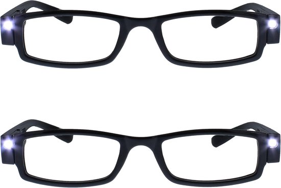 2-Pack Verlichte Leesbril met LED Licht +2.00 Unisex Zwart van Merkloos