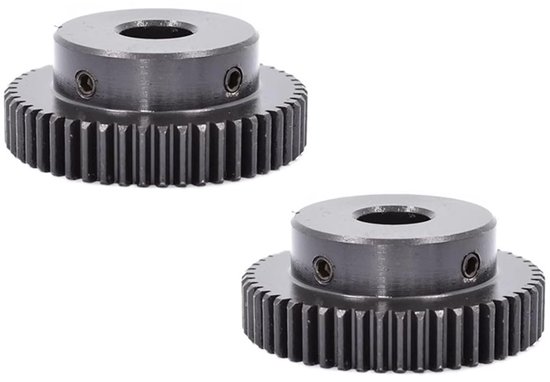 2 stuks 0,8 module 50T/55T rechte tandwielen 45# stalen CNC transmissie-naaf tandwielgat 6 mm/8 mm/10 mm/12 mm rondsel voor CNC-apparatuur(0.8 Module 50T Hole 10mm)