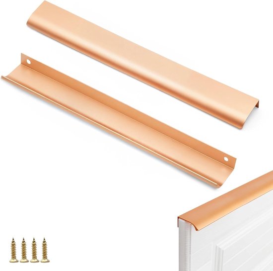 2 stuks 300 mm handgrepen voor keukenkasten, goudkleurige verborgen ladegrepen, aluminiumlegering, deurgrepen kast, gebogen meubelgreep, voor kasten, laden en kaptafels