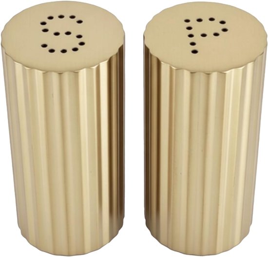 2 Stuks 304 Roestvrijstalen Kruidenshakers, Multifunctionele Kruidendispensers met Gaten voor Zout Chilipoeder Poedersuiker (GOLD)