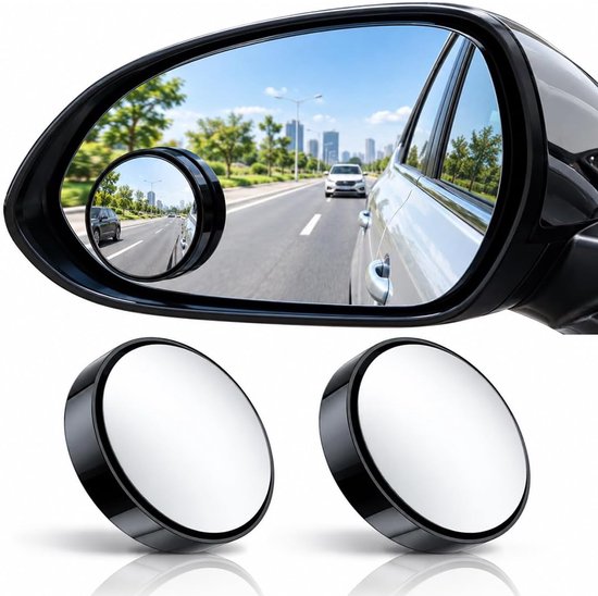 2 stuks 360° draaibare HD-dodehoekspiegels, verstelbare dodehoekspiegel, verstelbare zwenkhoek, HD-convexe spiegel, universele achteruitkijkspiegel voor auto’s, SUV’s en vrachtwagens, zwart