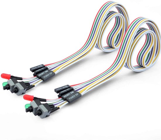 2 stuks 4-in-1 PC Power Reset-schakelaar HDD moederborden LED-kabel lichtdraad kit voor computer 65 cm