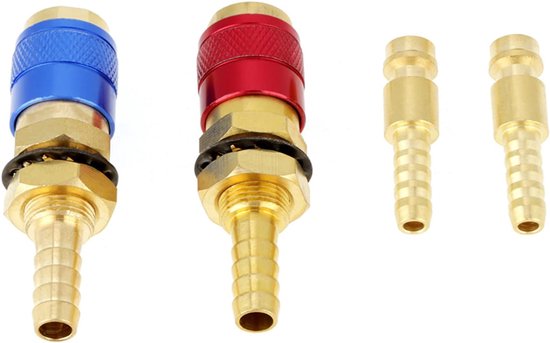 2 Stuks 8Mm Watergekoelde & Gas, Lassen Gas Quick Release Raccord Rapide Chalumeau Adapter Quick Connector Fitting Voor Tig Lastoorts