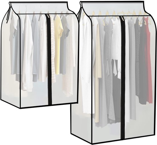 2 stuks afdekking kledingstandaard, 60 x 91 cm, kledinghoes, stofbescherming, kledinghoes, ademend, beschermhoes, stofdicht, vocht met MagicTape en ritssluiting