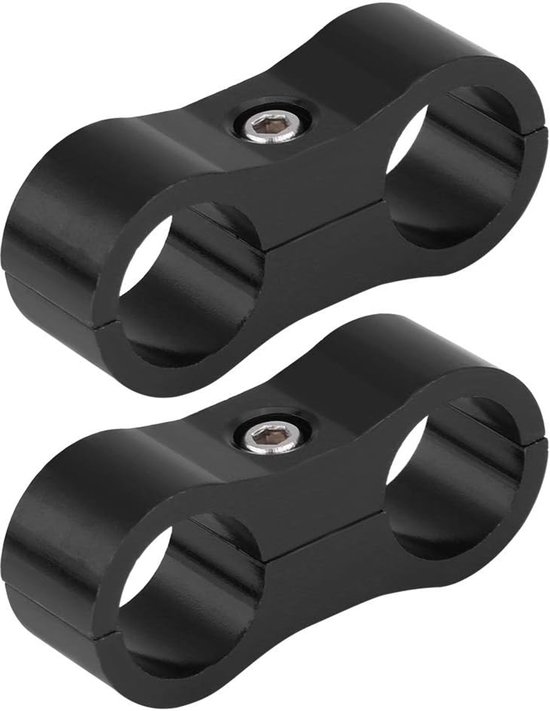 2 stuks AN6 gevlochten slangscheider klemfitting adapterbeugel universele precisie gefreesde aluminiumlegering houdt de slangindeling netjes voor automotive raceauto (Black)
