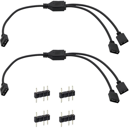 2 stuks ARGB-, splitterkabel 1 naar 2, led-synchronisatie voor PC-ventilatoren en computerchassis, 3-polig 5 V, compatibel met ASUS MSI ASRock Hubs