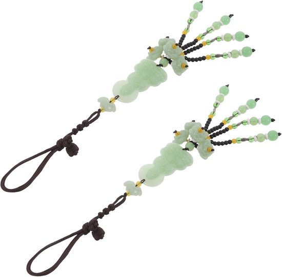 2 Stuks Auto Hangende Geluksbedel Guanyin Ornament Minimalistische Chinese Stijl Achteruitkijkspiegel Decoratie voor Auto Rv Suv Truck Interior Accessoires