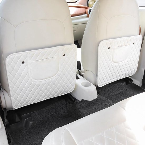 2 stuks autoachterbank, anti-kick pads voor Range Rover Evoque L531 L538/Velar L560 2012-2024+, waterdichte rugleuning, anti-kick pads, autostoel, rugleuningbescherming met zakken, S-wit