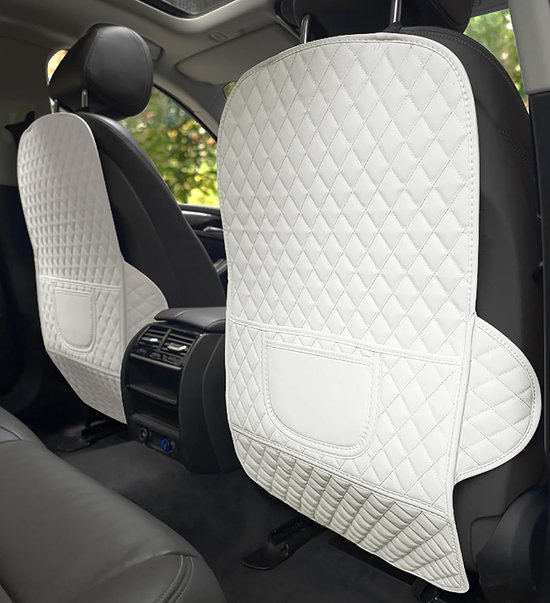 2 stuks autostoel rugleuning anti-kalk pad voor CR-V SUV 2022 2023 2024+, autostoelbescherming met vuilafstotende tas, pad achterbank, L-wit