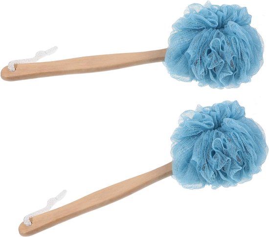 2 Stuks Badborstel met Lange Steel Zachte Nylon Mesh Spons voor Lichaamsexfoliatie Massage Borstel voor Rug Benen Geschikt voor Mannen Vrouwen Duurzaam Comfortabel Gebruik