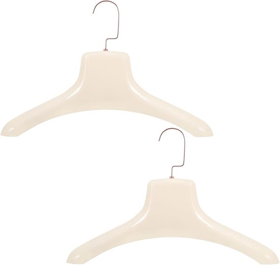2 Stuks Beige Kledinghangers Set Extra Brede Schouder Heavy Duty Hangers voor Zware Jassen Blazers Overhemden Stevige Plastic Kapstokhaken voor Organisatie van Dikke Winterkleding