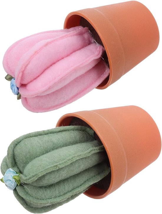 2 Stuks Cactus Naaldkussen met Plastic Bloempot Realistisch Groen Pincushion voor Quilten Borduren Compact Lichtgewicht Naaigerei Organizer voor DIY Handwerk