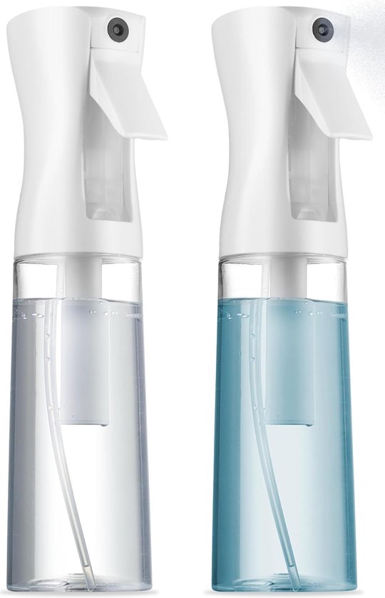 2 stuks continue spuitfles voor haar - 10 oz ultrafijne nevelsproeier | Waterspuitfles voor haar Mister Spray Fles | Haarsprayflessen voor kapsel, reiniging, salons (2 stuks 10 oz)