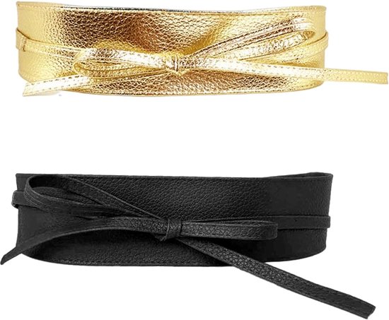 2 stuks damesbrede riem, klassieke, veelzijdige riem, kledingaccessoires, PU-riem, riemband., zwart, M