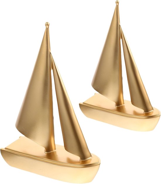 2 Stuks Delige Abstracte Resin Zeilboot Sculpturen Moderne Nautische Decoratie voor Entree Kantoor Ontworpen Zeilboot Beeld Uniek Geschenk Vintage Maritieme Ornament