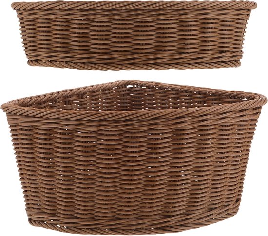 2 Stuks Delige Driehoekige Plastic Hoekmanden in Imitatie Rattan Stijl Ruimtebesparende Opbergers voor Keuken Badkamer Woondecoratie voor Groenten Fruit Kleine Accessoires