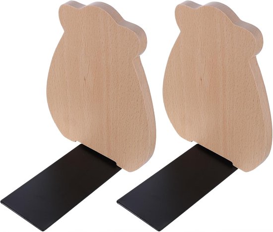 2 Stuks Delige Houten Boekensteunen Antislip -organizer voor Kantoor Thuis Duurzame Massief Houten Boekensteunen voor Ordentelijke Boekenplanken