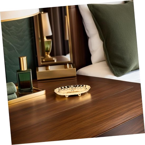 2 Stuks Delige Metalen Vintage Sieradenschaal met Gravure Multifunctionele Organizer voor Ringen Armbanden Cosmetica Kaarsen Stijlvolle Opbergtray voor Dames Goudkleurig
