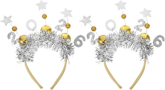 2 Stuks Delige Nieuwjaarsfeest Hoofdband Tiara met Glitters Disco Bal Design Comfortabele Flexibele Haarband voor Volwassenen voor Oudejaarsavond Feestelijke Vieringen