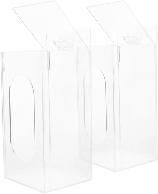 2 Stuks Delige Transparante Handschoenhouder Wandhouder met Compartimenten voor Wegwerphandschoenen Draagbare Acryl Organizer voor Keuken Badkamer