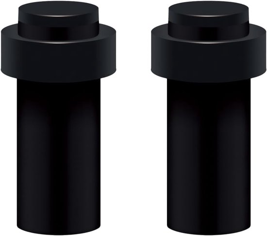 2 stuks Deurstop Vloermontage Roestvrij Stalen Deurstopper met Rubber Ring Hoogte 80mm Zwart