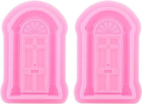 2 stuks DIY deur venster silicone vorm cake fondant koekvorm decoreren bakgereedschap roze