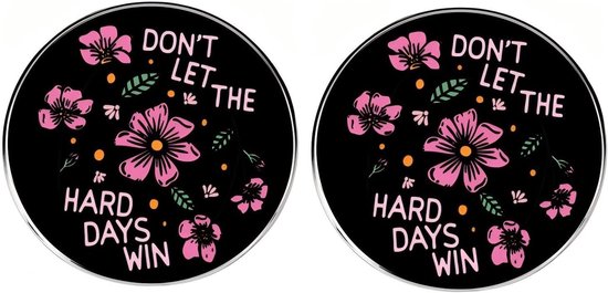 2 stuks Don't Let the Hard Days Win reversspeldje, inspirerende Engelse alfabet legering badge, Victory Flower Pin, 3 cm (1,2"), metaal, geen edelsteen, 3cm(1.2"), Metaal, Geen edelsteen