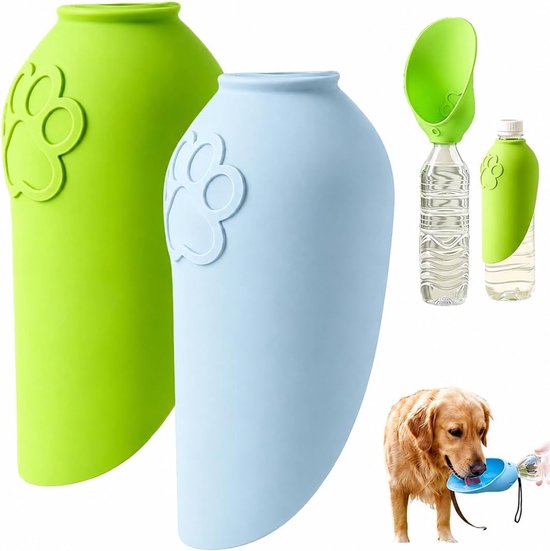 2 stuks draagbare drinkfles voor honden 800 ml, waterfles met geïntegreerde drinkbak voor wandelingen, trektochten,kleine honden, katten en uitstapjes