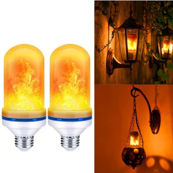 2 Stuks E27 LED Vlameffectlampen - Flikkerende Vuurlampen, Decoratieve Verlichting voor Kerstmis, Halloween en Bruiloften