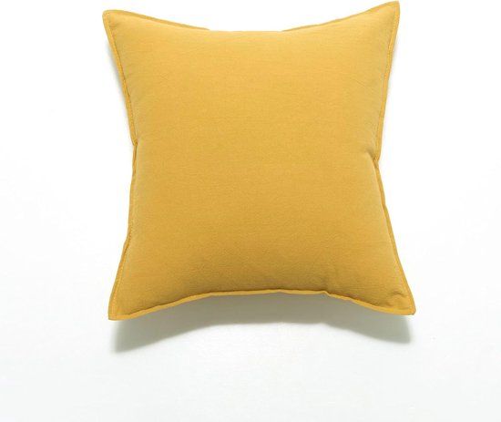 2 stuks eenvoudig gewassen katoen effen geperste rand kussensloop klassiek en tijdloos, pure kleur eenvoudige kussensloop, met elk bed is briljant 11,8x19,7 inch (geel A