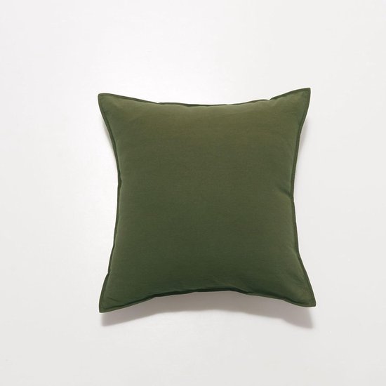 2 stuks eenvoudig gewassen katoen effen geperste rand kussensloop klassiek en tijdloos, pure kleur eenvoudige kussensloop, met elk bed is briljant 17,7x17,7 inch (groen