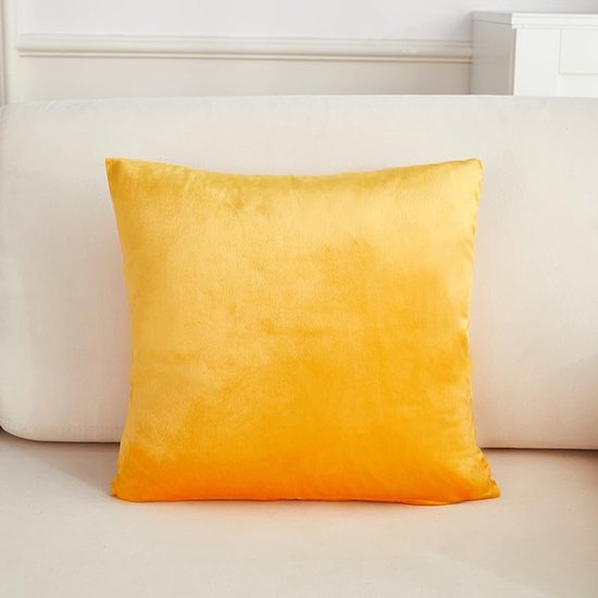 2 stuks eenvoudige sofa fluwelen kussensloop groene print, kleurrijke kussensloop, verlicht je slaapkamer landschap 15,7x15,7 inch (oranje-geel