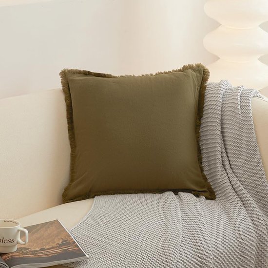 2 stuks effen kleur gewassen katoenen kussensloop klassiek en tijdloos, pure kleur eenvoudige kussensloop, met elk bed is briljant 19,7x19,74 inch (groen