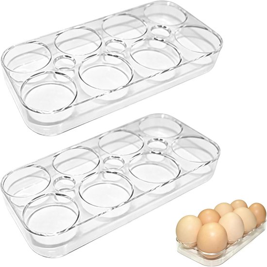 2 stuks eierbox koelkast, eierhouder voor 16 eieren, eierhouder