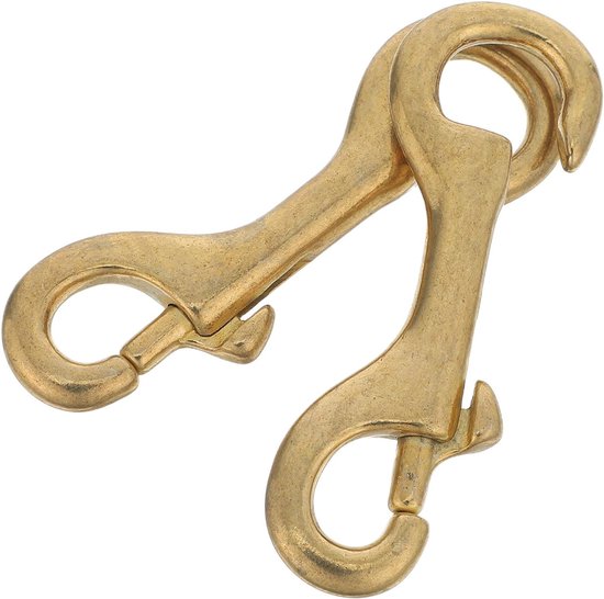 2 stuks enkelzijdige karabijnhaken - Metalen messing enkelkops bouthaak met oogopening voor bevestigingsmateriaal - Stevige karabijnhaken voor sleutelhangers van hondenriemen