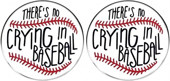 2 stuks Er is geen huilen in honkbal ronde knoppinnen, inspirerende honkbalsport reversspeldjes, metalen reversspeldjes voor heren en dames