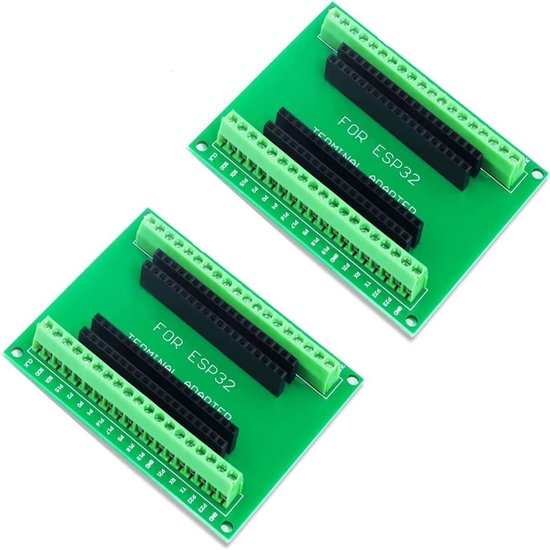 2 STUKS ESP32 Breakout Board 38-PIN (2,55 cm pitch) - Terminal Adapter GPIO 1 naar 2 Uitbreidingsscherm, brede versie Compatibel met ESP-WROOM-32 / NodeMCU-32S Development Board
