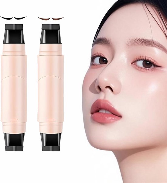 2 stuks eyeliner stempelset, dubbele kop vleugels sjabloon zwart bruin kattenogen waterdicht zweetbestendig voor oogmake-up