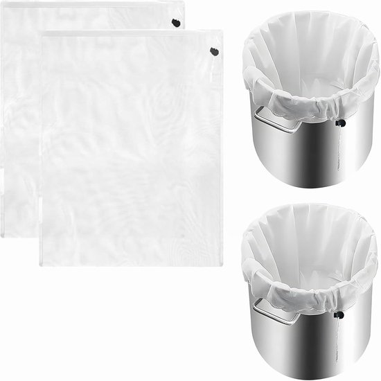 2 stuks filterzakken, zeefzakken, 120 micro, 46 x 40 cm, perszak, nylon hopfilter, bier, wit, perszak, filterdoek, uitpersdoek, passeerdoek, notenmelkzak voor fruitpers, wijn, jam