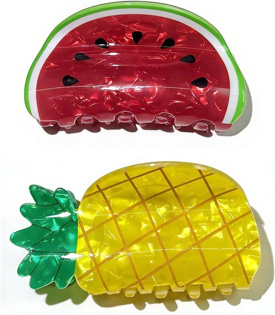 2 stuks fruit haarclips mini schattige watermeloen ananas klauw clip antislip sterke kaak clips haaraccessoires voor vrouwen dagelijks verjaardagsfeestje kapsel decoratie
