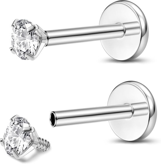 2 stuks G23 titanium lippiercing labret piercing binnendraad Medusa