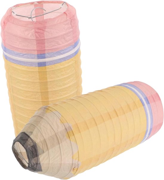 2 Stuks Gele Papieren Lantaarns Duurzame Compacte Hangdecoratie voor Kleuterschool Klaslokaal Gang voor Schoolfeesten Terug Naar School Seizoen