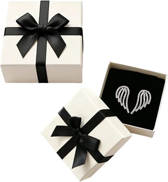 2 stuks geschenkdoos 9 x 9 x 4 cm wit sieradendoosje met deksel