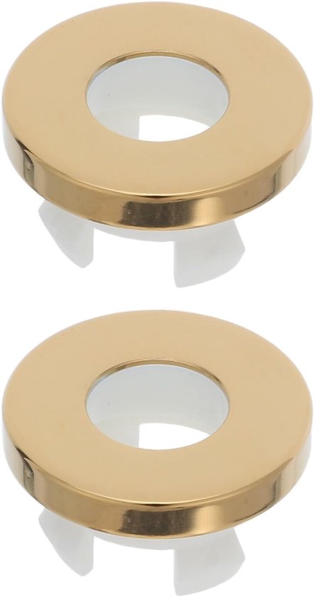 2 Stuks Gouden Ronde Overloopdop voor Wastafel Duurzame Hygiënische Afdekking voor Badkamer Keuken Eenvoudig Te Installeren Afvoer Overloopring voor Standaard Gootstenen