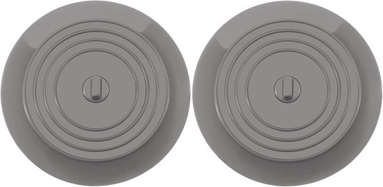 2 Stuks Grote Ronde Silicoon Waterkolf Vlak Oppervlak Grijze Pluggen voor Badkamer Keuken of Wasbak Universele Sluiting Herbruikbaar Makkelijk Verzorgen